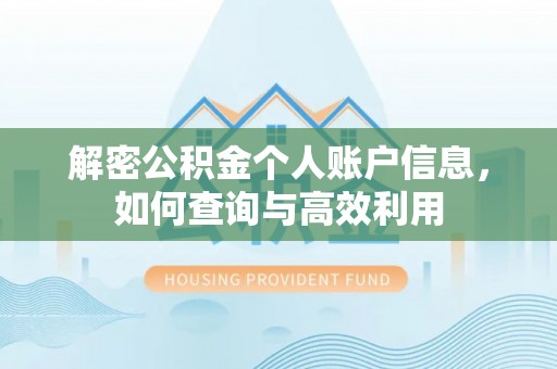 雷波解密公积金个人账户信息，如何查询与高效利用